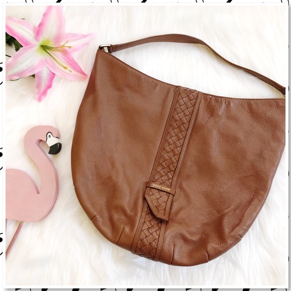 Cole Haan Handbags - Cole Haan Brown Leather Braided Hobo Purse